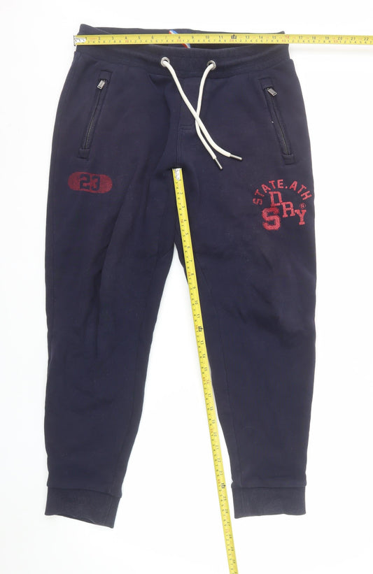 Superdry Men's Navy Blue Jogger Sweatpants Size M Cotton Blend