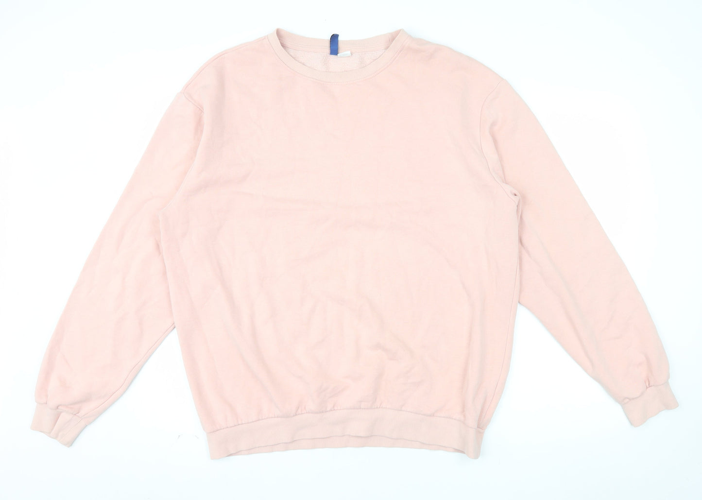 H&M Men’s Pink Crew Neck Pullover Sweatshirt Size L Fleece Cotton Blend