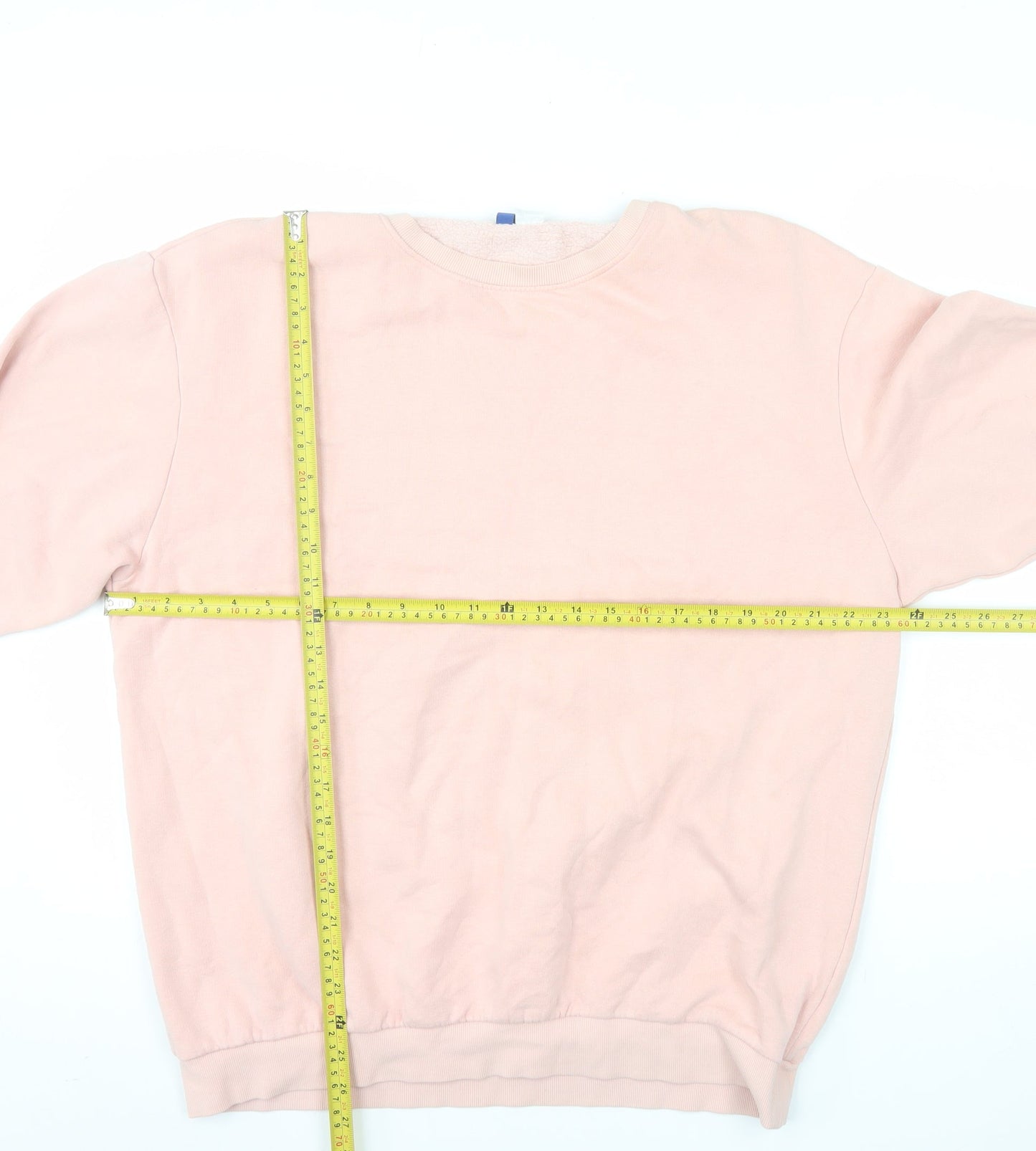 H&M Men’s Pink Crew Neck Pullover Sweatshirt Size L Fleece Cotton Blend