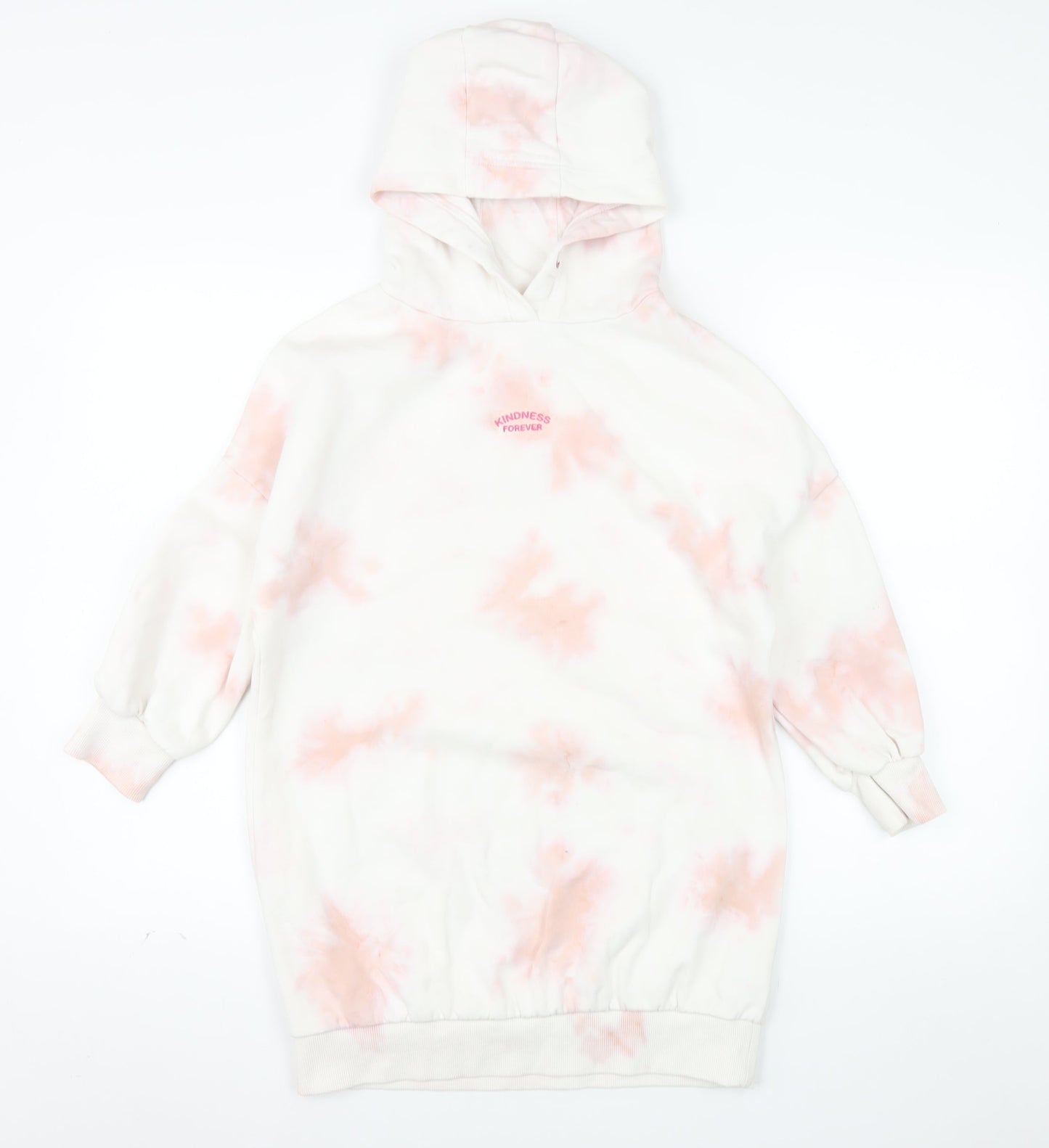 Next Girls Pink Tie Dye Pullover Hoodie 8 Years Regular Fit Fleece