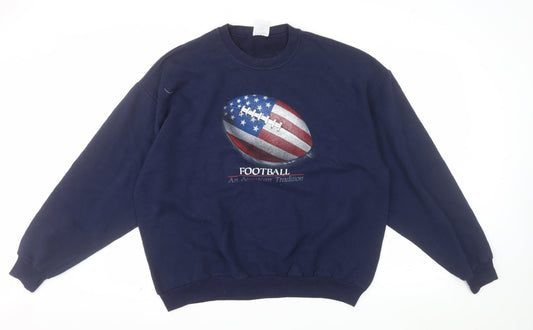 Jerzees Men's Blue XL Pullover Football USA Graphic Sweatshirt