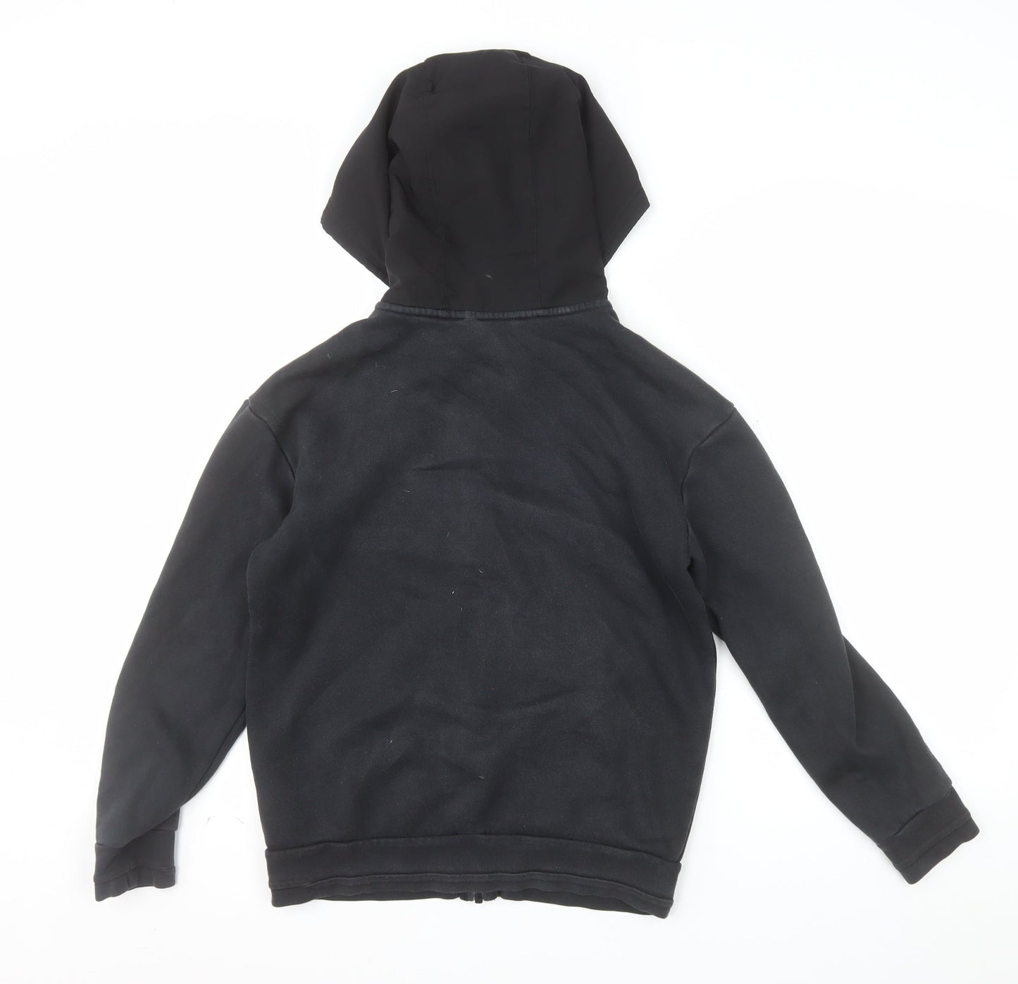 adidas Boys Black Full Zip Hoodie 11-12 Years Regular Fit Hooded Sweatshirt