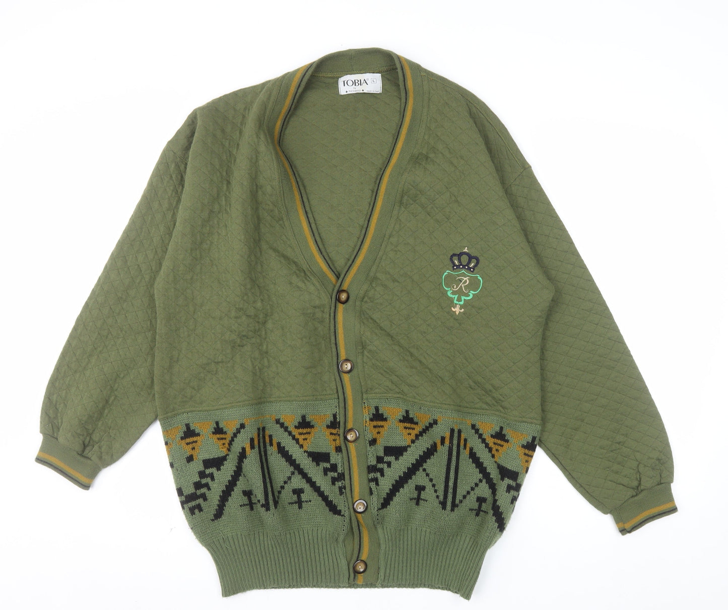 Tobia by Richard Men's Green Aztec Knit Cardigan L
