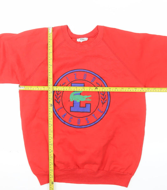 Izod Lacoste Red Crew Neck Sweatshirt Women XL Pullover Logo Vintage