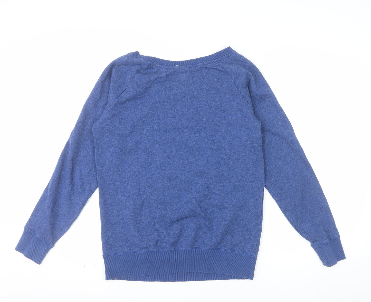 Reebok Women Blue Medium Pullover Sweatshirt Cotton Blend Logo Print