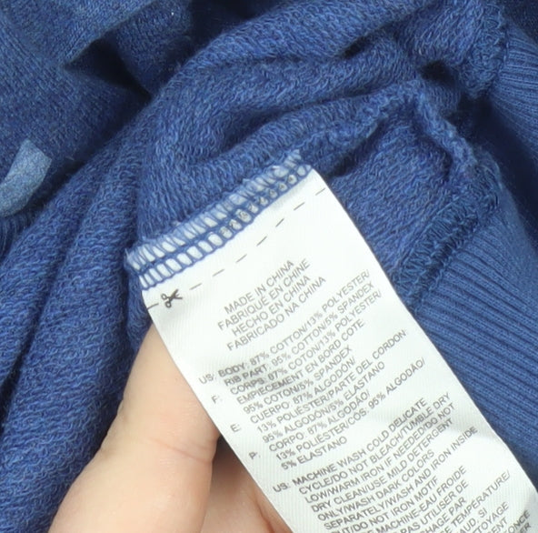 Reebok Women Blue Medium Pullover Sweatshirt Cotton Blend Logo Print