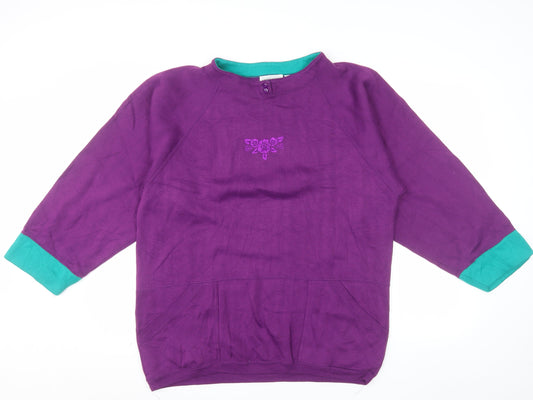 Lauren Brooke Women's Purple Pullover Sweatshirt Size 18W Acrylic Embroidered Floral
