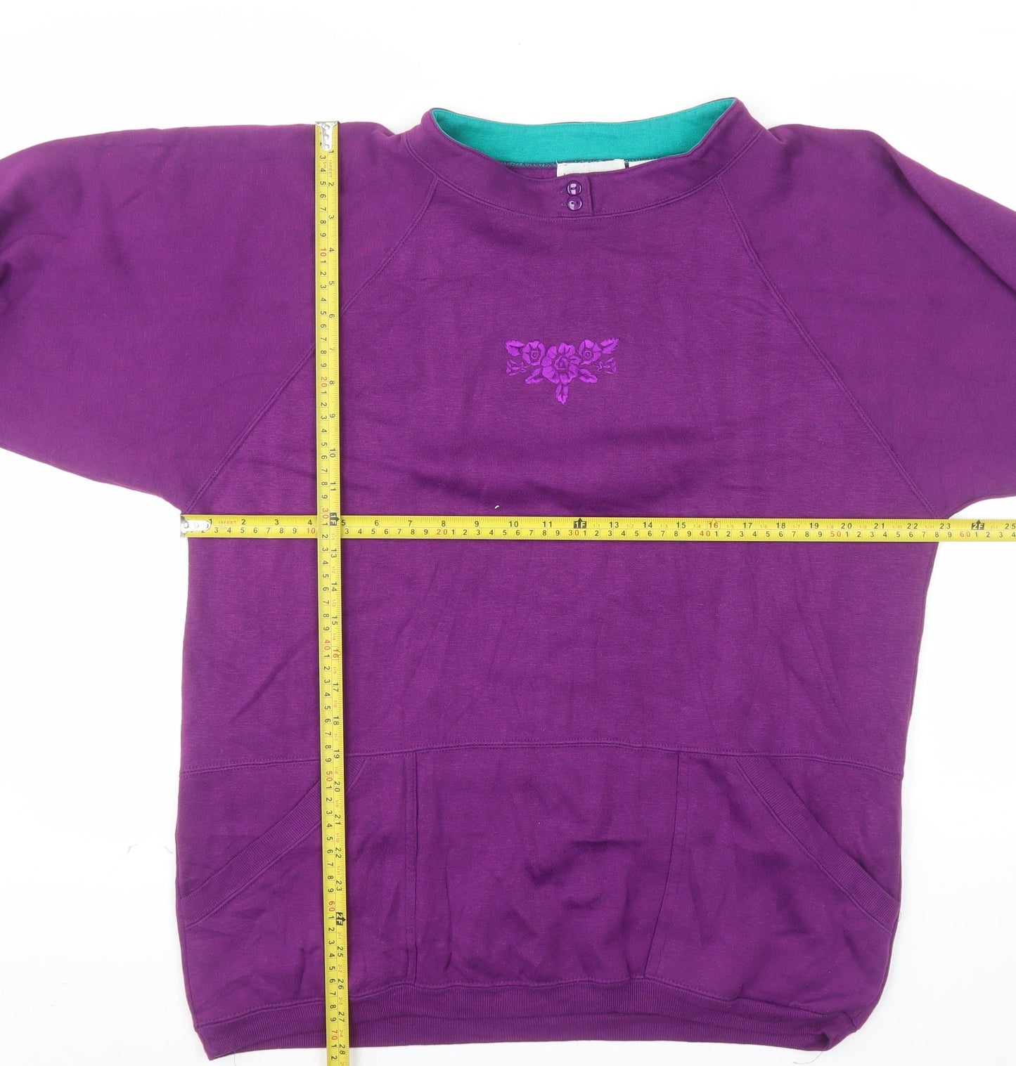 Lauren Brooke Women's Purple Pullover Sweatshirt Size 18W Acrylic Embroidered Floral