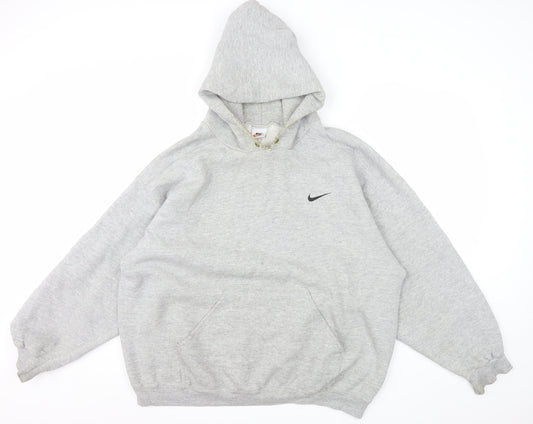 Nike Men's Grey Pullover Hoodie L Regular Fit Fleece Sweatshirt