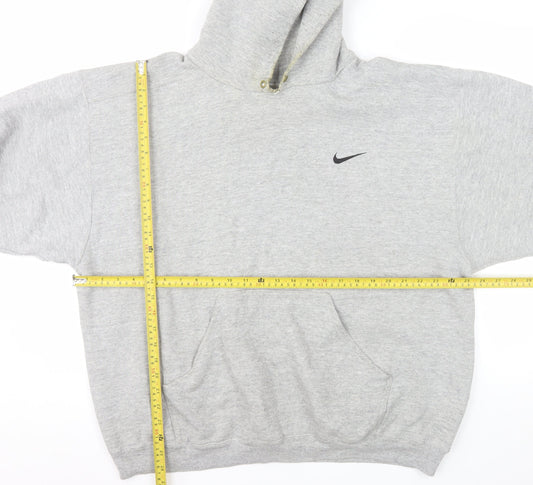 Nike Men's Grey Pullover Hoodie L Regular Fit Fleece Sweatshirt