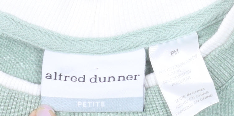 Alfred Dunner Petite Green Embroidered Argyle Long Sleeve Sweatshirt PM