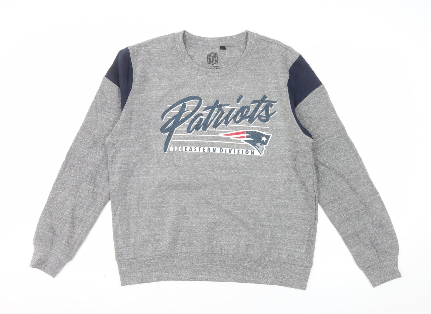 NFL Team Apparel Men’s Grey Patriots Pullover Sweatshirt Size L