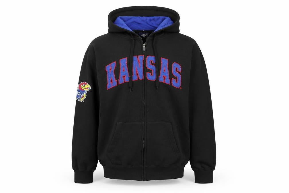 Campus Heritage Mens Black XL Full Zip Kansas Hoodie