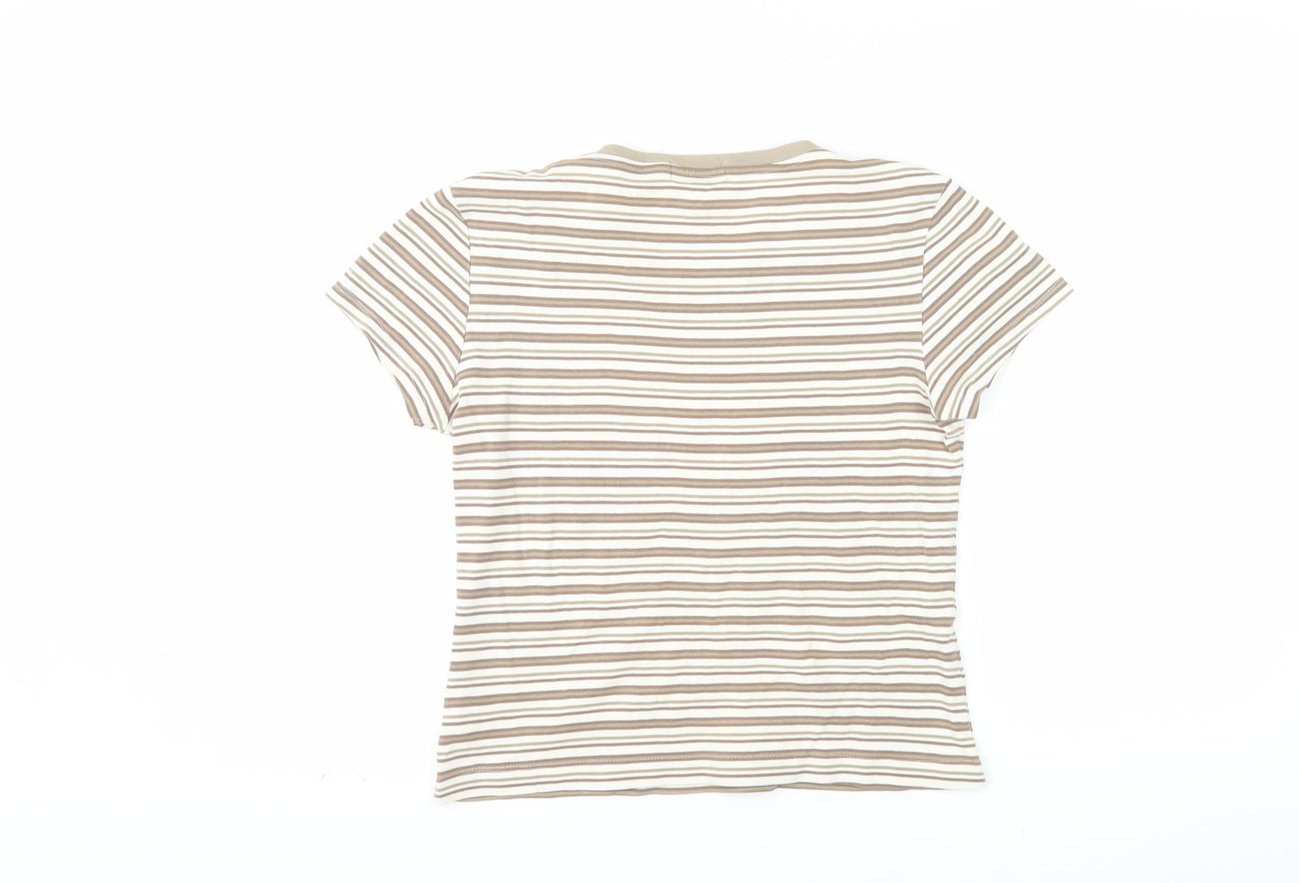 Cherokee Women’s Beige Striped Cotton T-Shirt Size 12