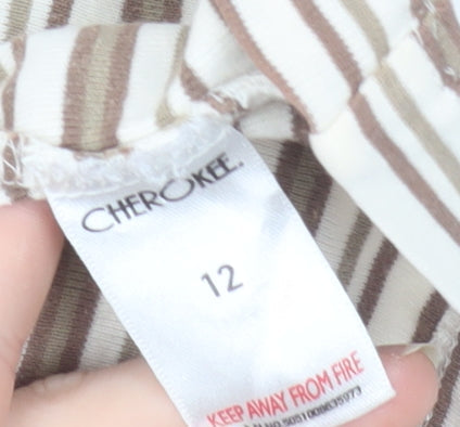 Cherokee Women’s Beige Striped Cotton T-Shirt Size 12