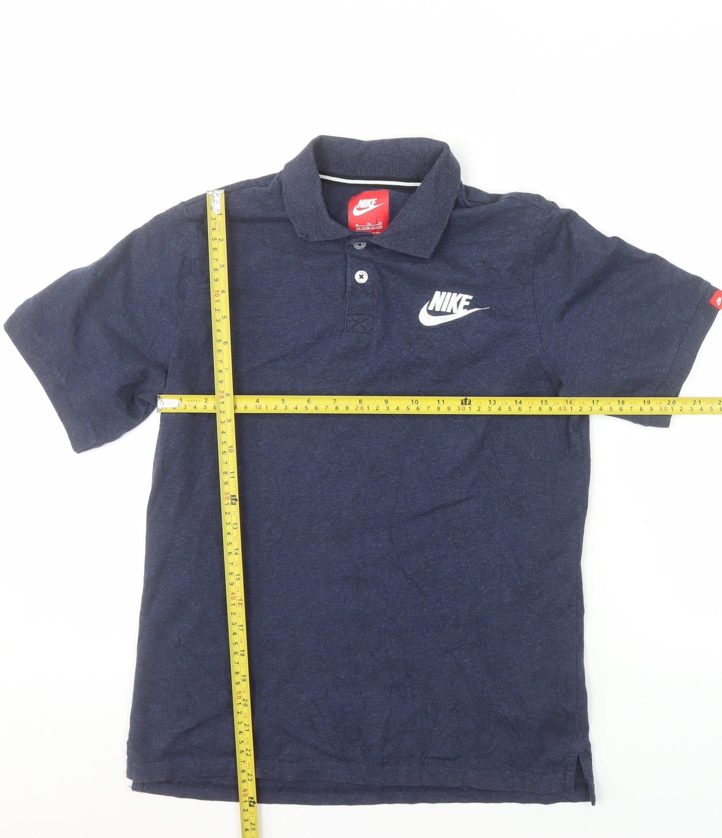 Nike Boys Blue XL Polo Shirt Short Sleeve Cotton Logo Sports Top