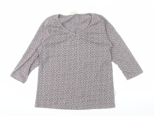 Trespass Women Grey Polka Dot V-Neck 3/4 Sleeve Cotton Blend T-Shirt M