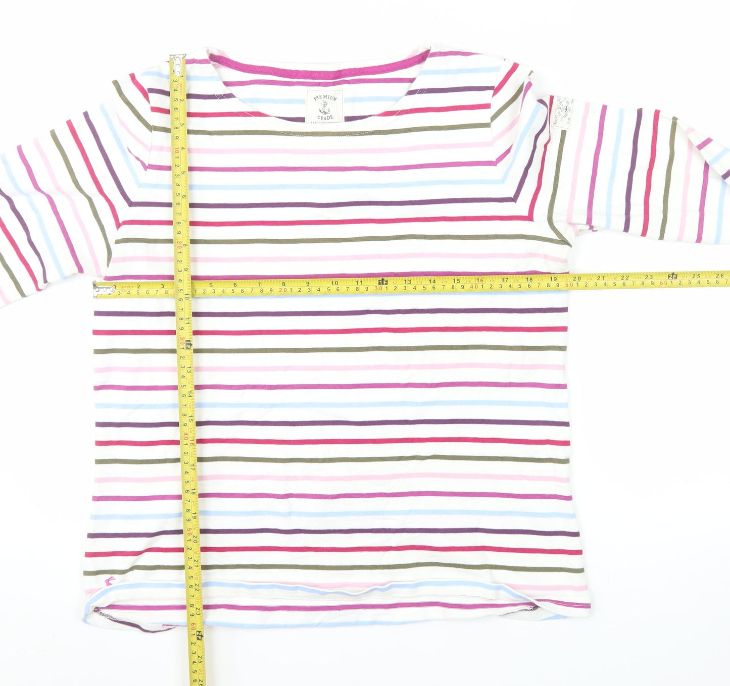 Joules Women’s Multicoloured Striped Long Sleeve Cotton T-Shirt Size 16