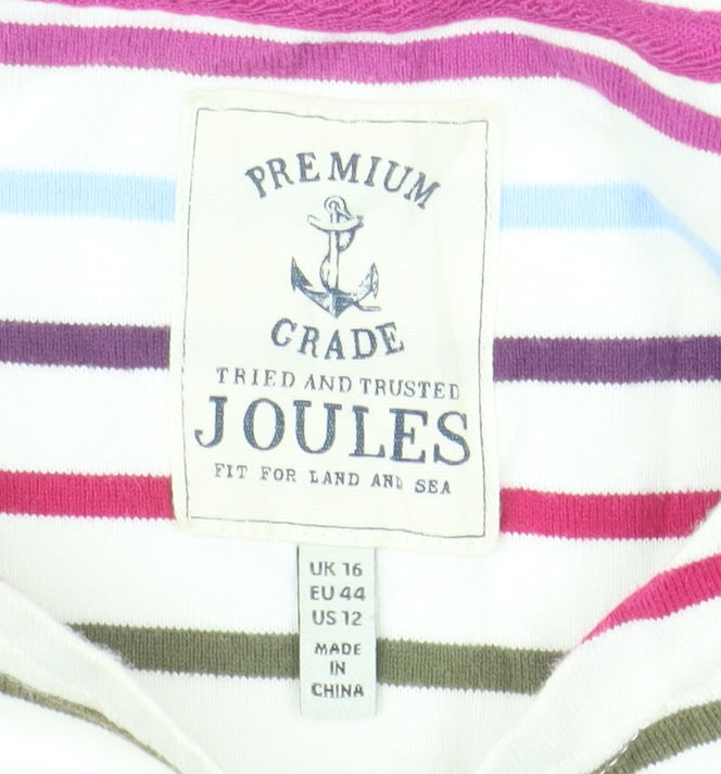 Joules Women’s Multicoloured Striped Long Sleeve Cotton T-Shirt Size 16