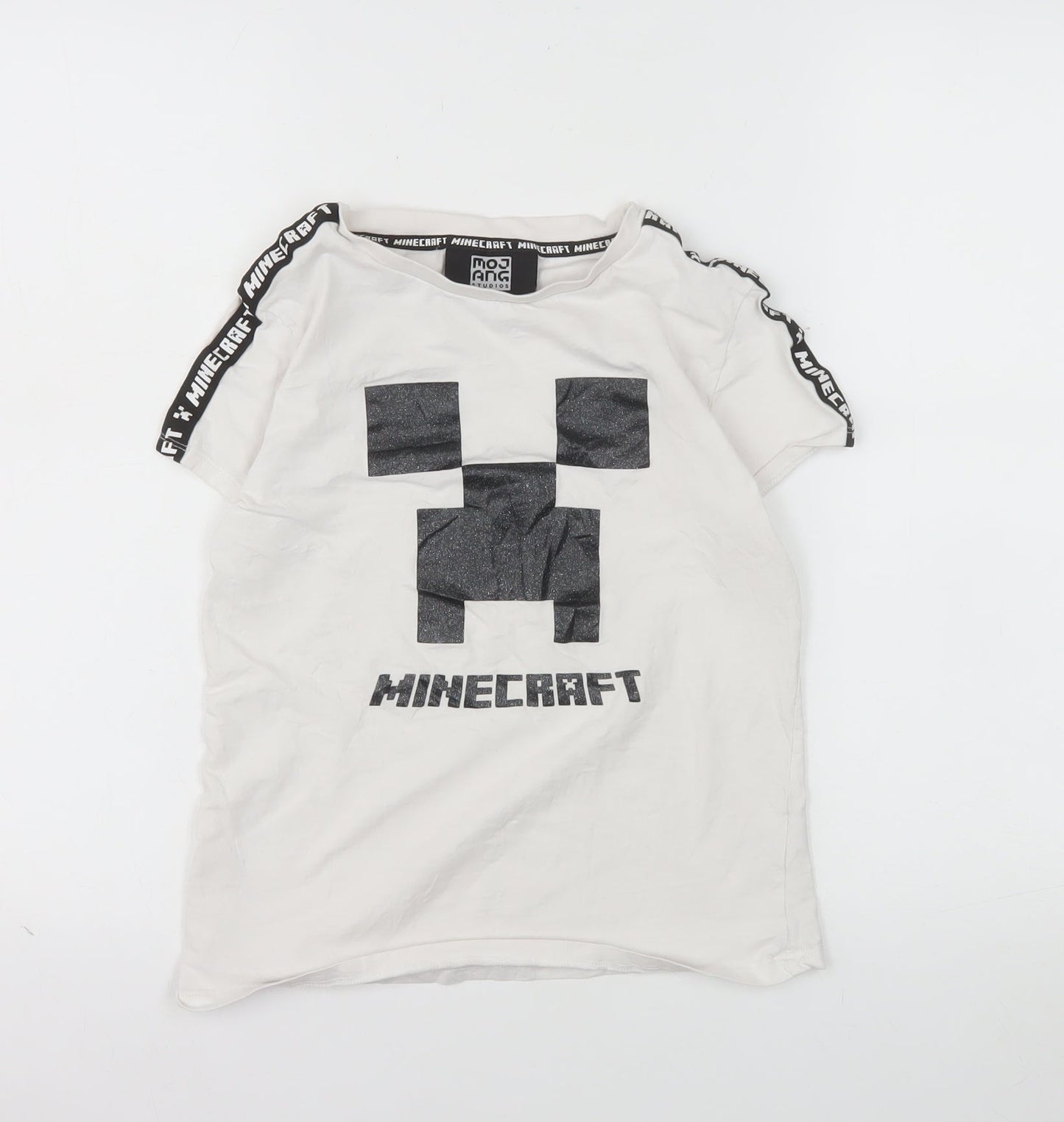 Minecraft Boys White Creeper Graphic T-Shirt 11-12 Years Short Sleeve