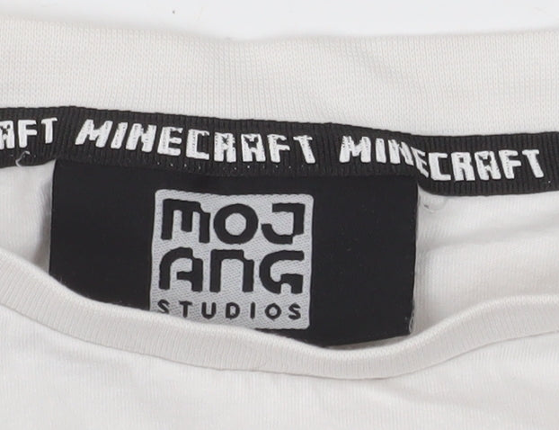 Minecraft Boys White Creeper Graphic T-Shirt 11-12 Years Short Sleeve