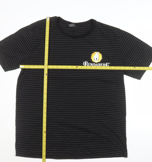 Bundaberg Men's Black Striped 2XL Cotton Crew Neck T-Shirt