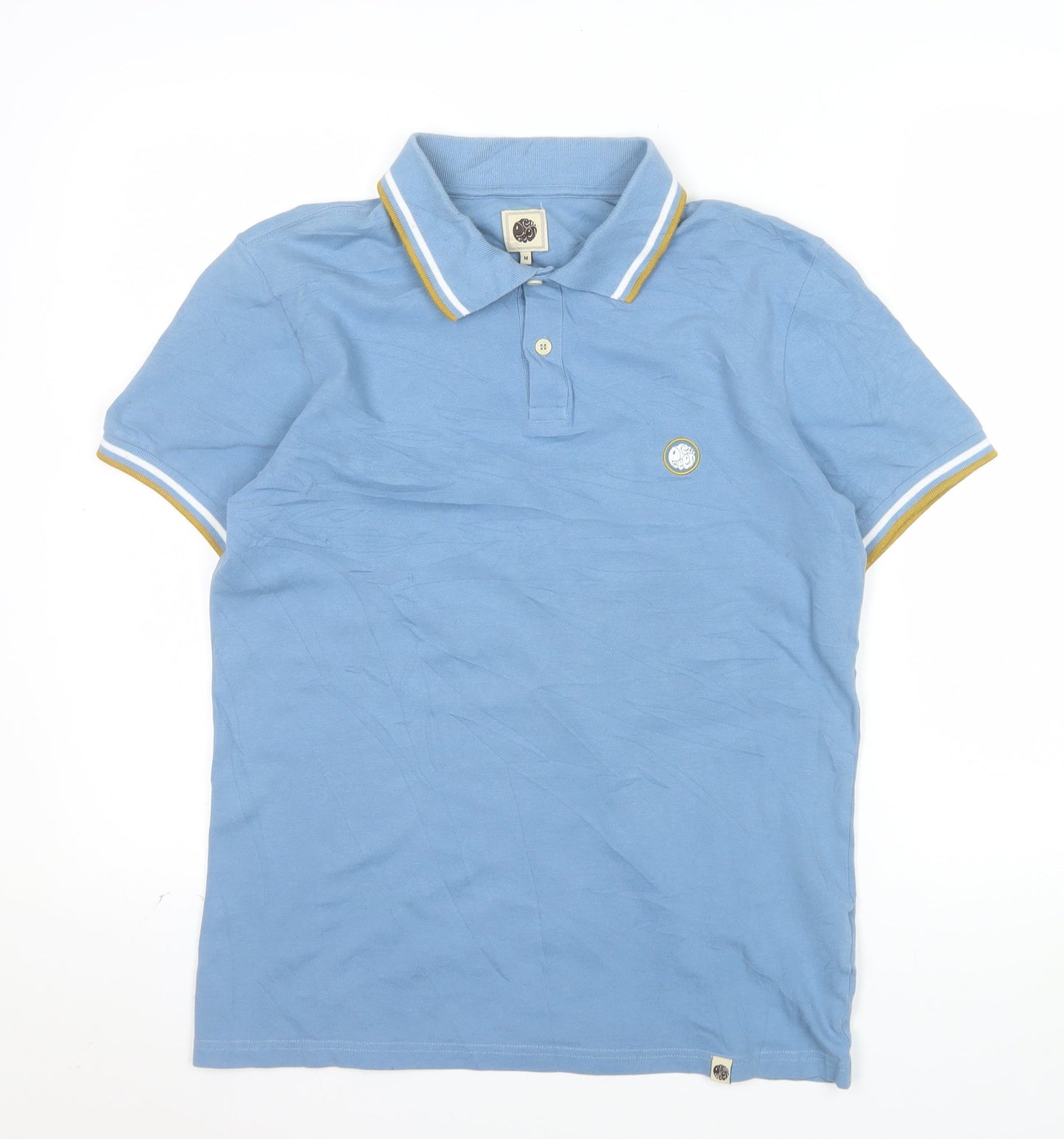 Pretty Green Men's Blue Cotton Polo Shirt M Short Sleeve Casual