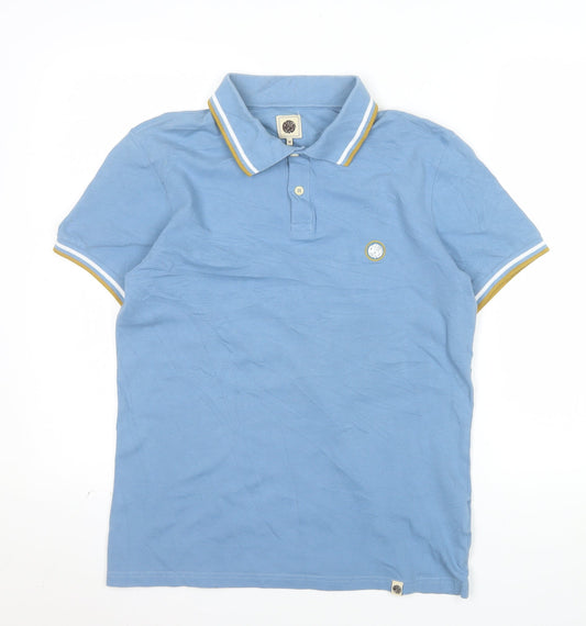 Pretty Green Men's Blue Cotton Polo Shirt M Short Sleeve Casual