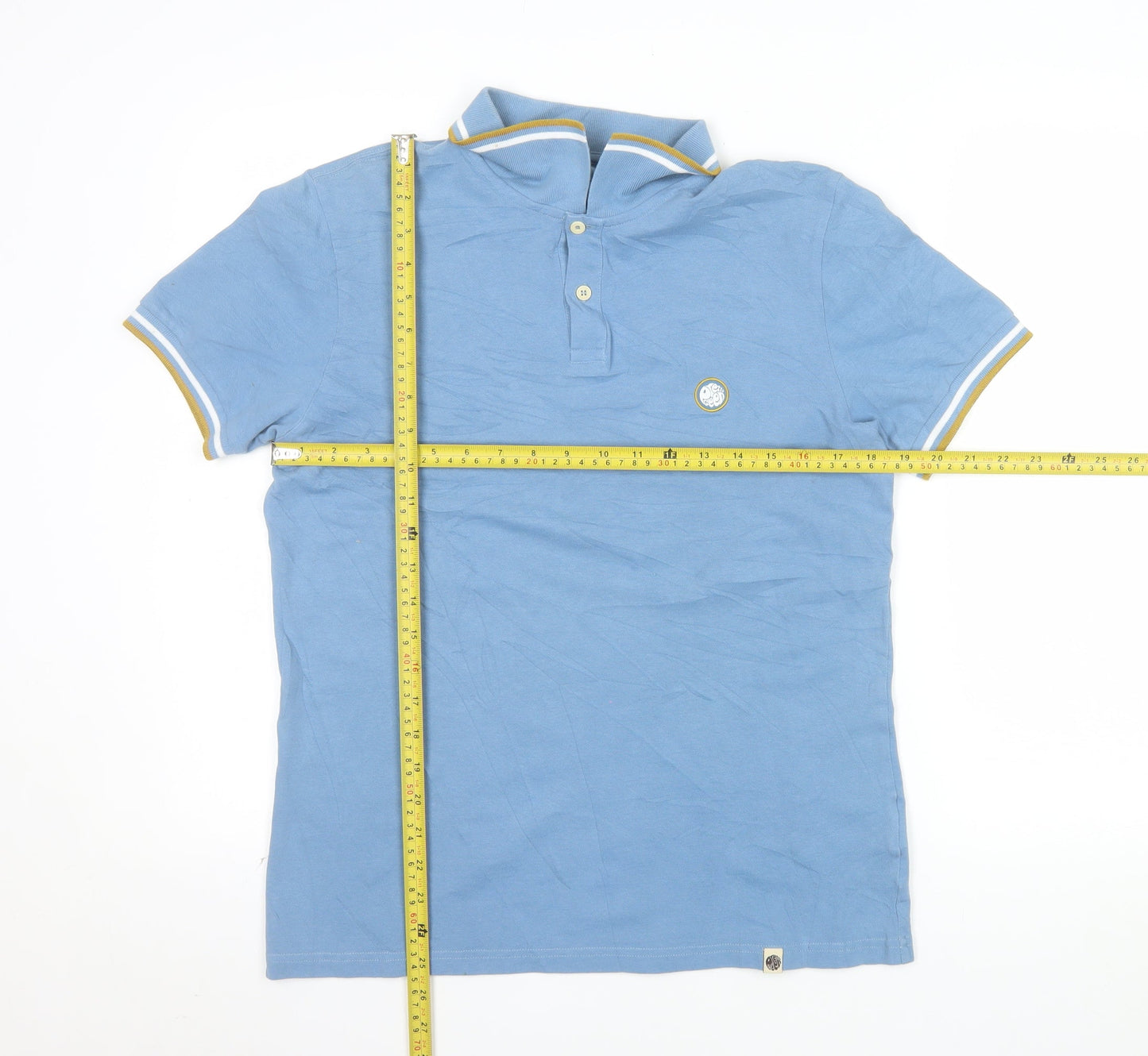 Pretty Green Men's Blue Cotton Polo Shirt M Short Sleeve Casual