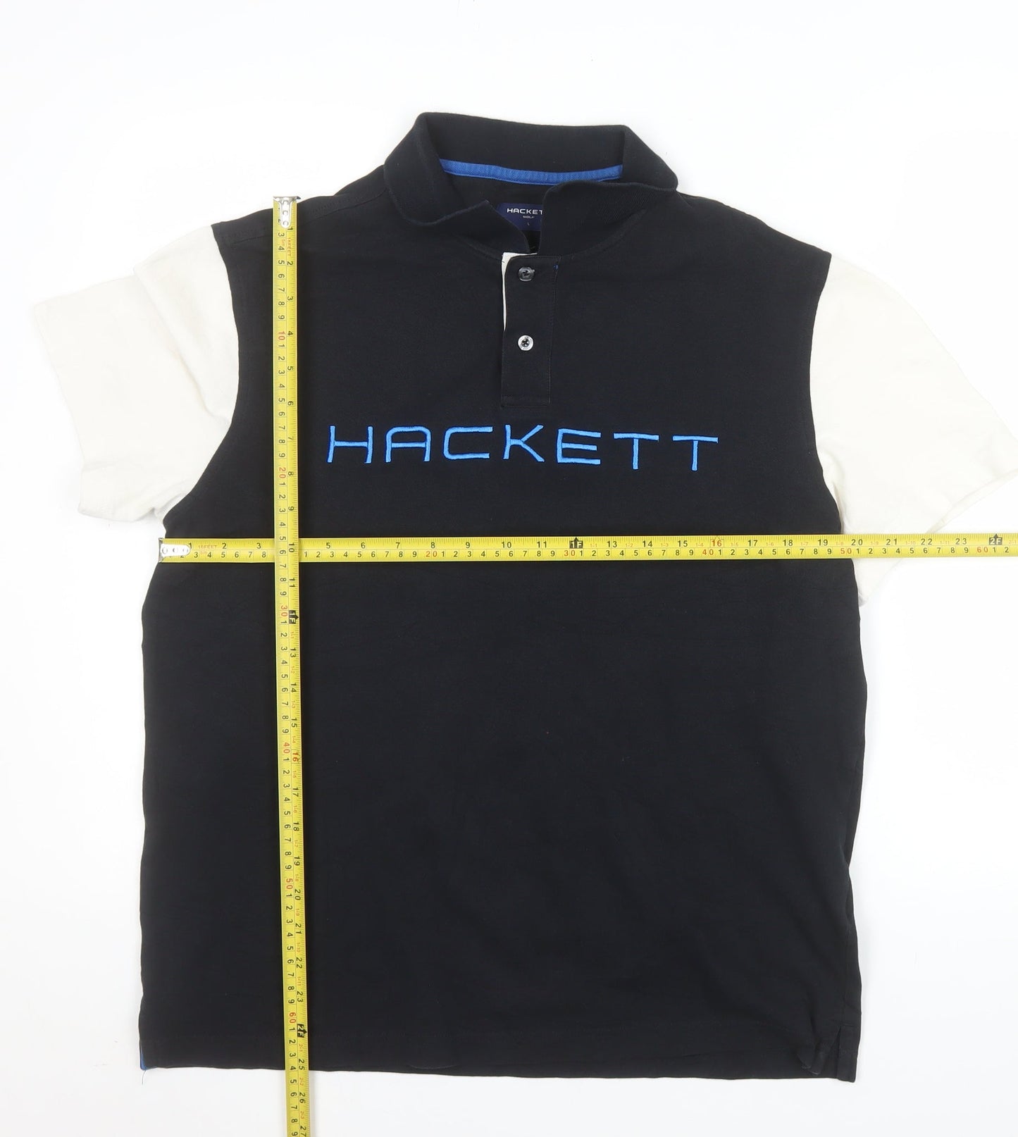 Hackett Golf Men's Black Polo Shirt L Embroidered Logo Cotton