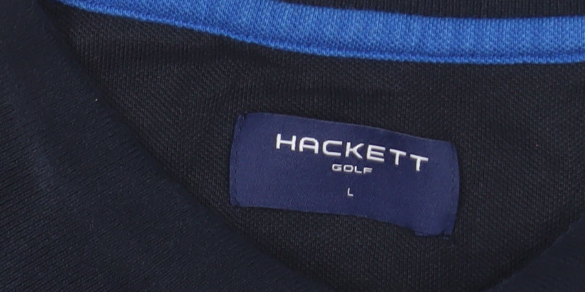 Hackett Golf Men's Black Polo Shirt L Embroidered Logo Cotton