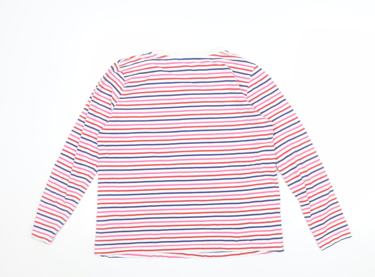 Marks and Spencer Women Multicoloured Striped Cotton Long Sleeve T-Shirt Size 12