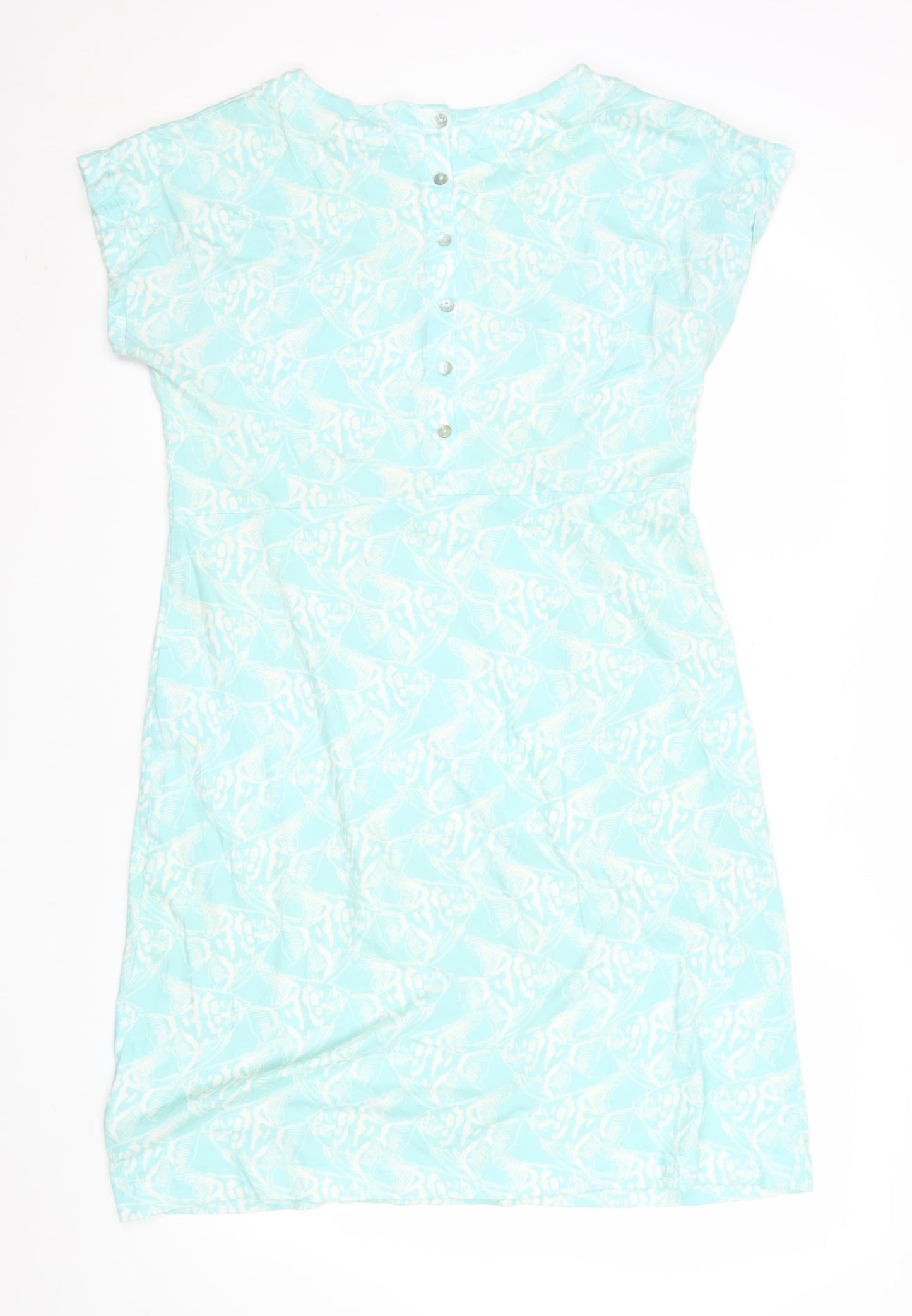 Weird Fish Women Blue Cotton Shift Dress Size 14 Casual Summer