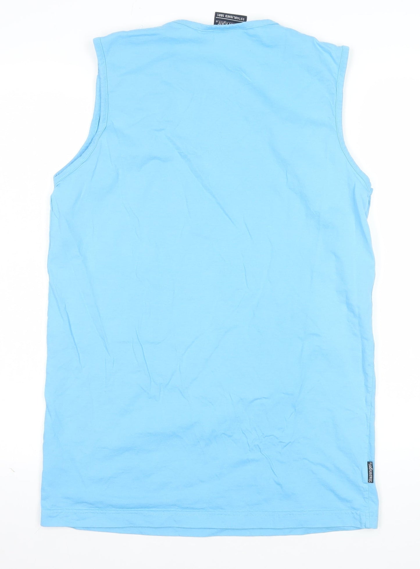 Slazenger Men's Blue Sleeveless Crew Neck Cotton T-Shirt Size M