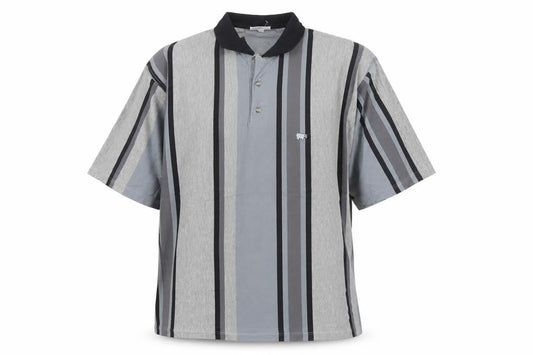 Hippo Men’s Grey Striped Cotton Polo Shirt XL Casual