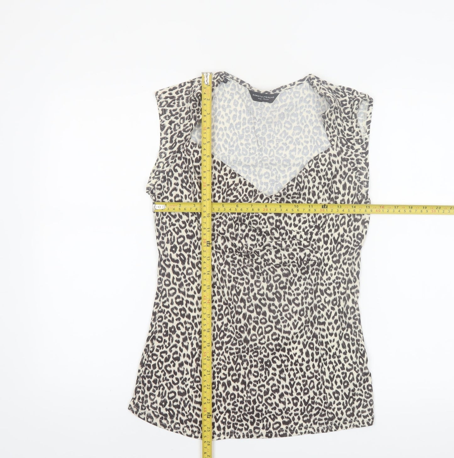 Dorothy Perkins Women’s Beige Leopard Print Sleeveless Wrap Blouse Size 14