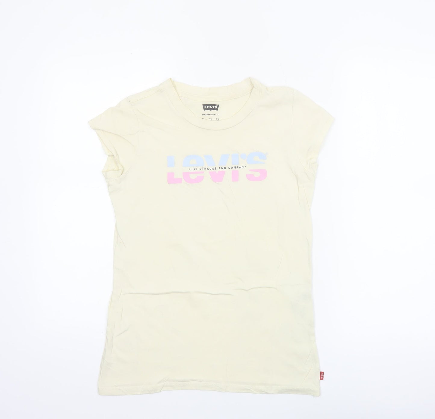 Levi's Girls Ivory XL Graphic Logo Cotton T-Shirt Short Sleeve