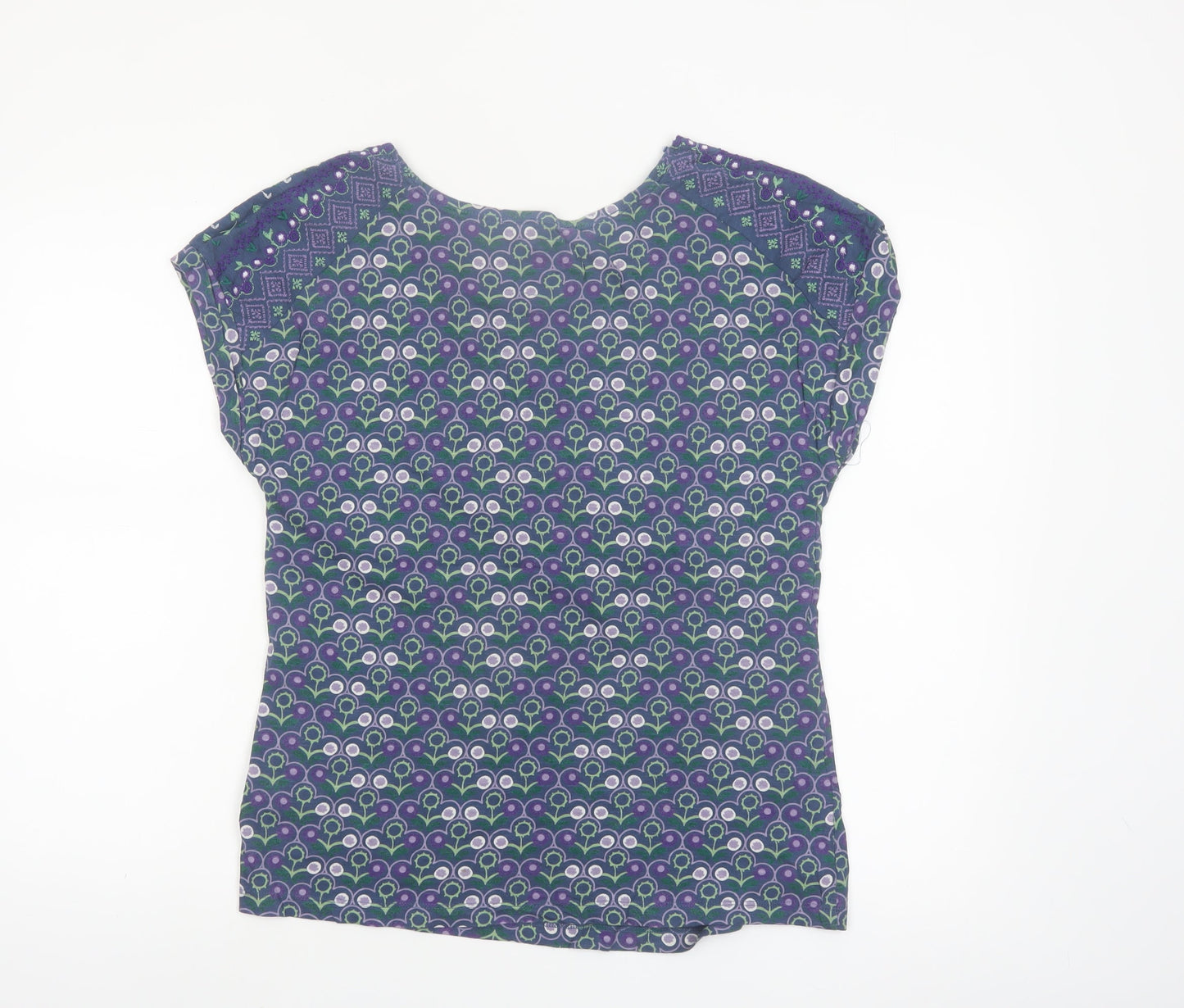 Mantaray Womens Blue Floral Cotton Short Sleeve T-Shirt Size 14