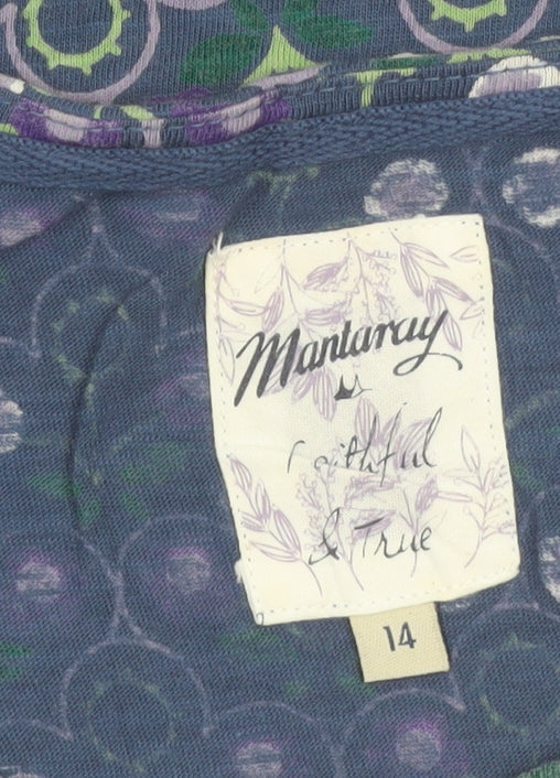 Mantaray Womens Blue Floral Cotton Short Sleeve T-Shirt Size 14