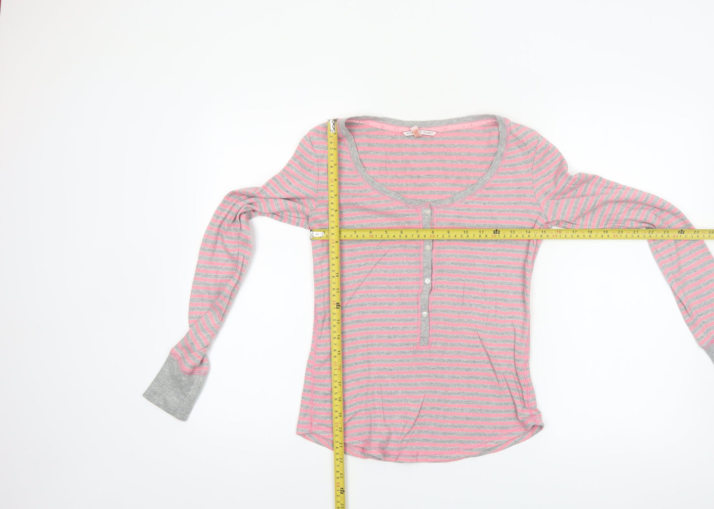Victoria's Secret Women's Pink Striped Long Sleeve Pyjama Top XS