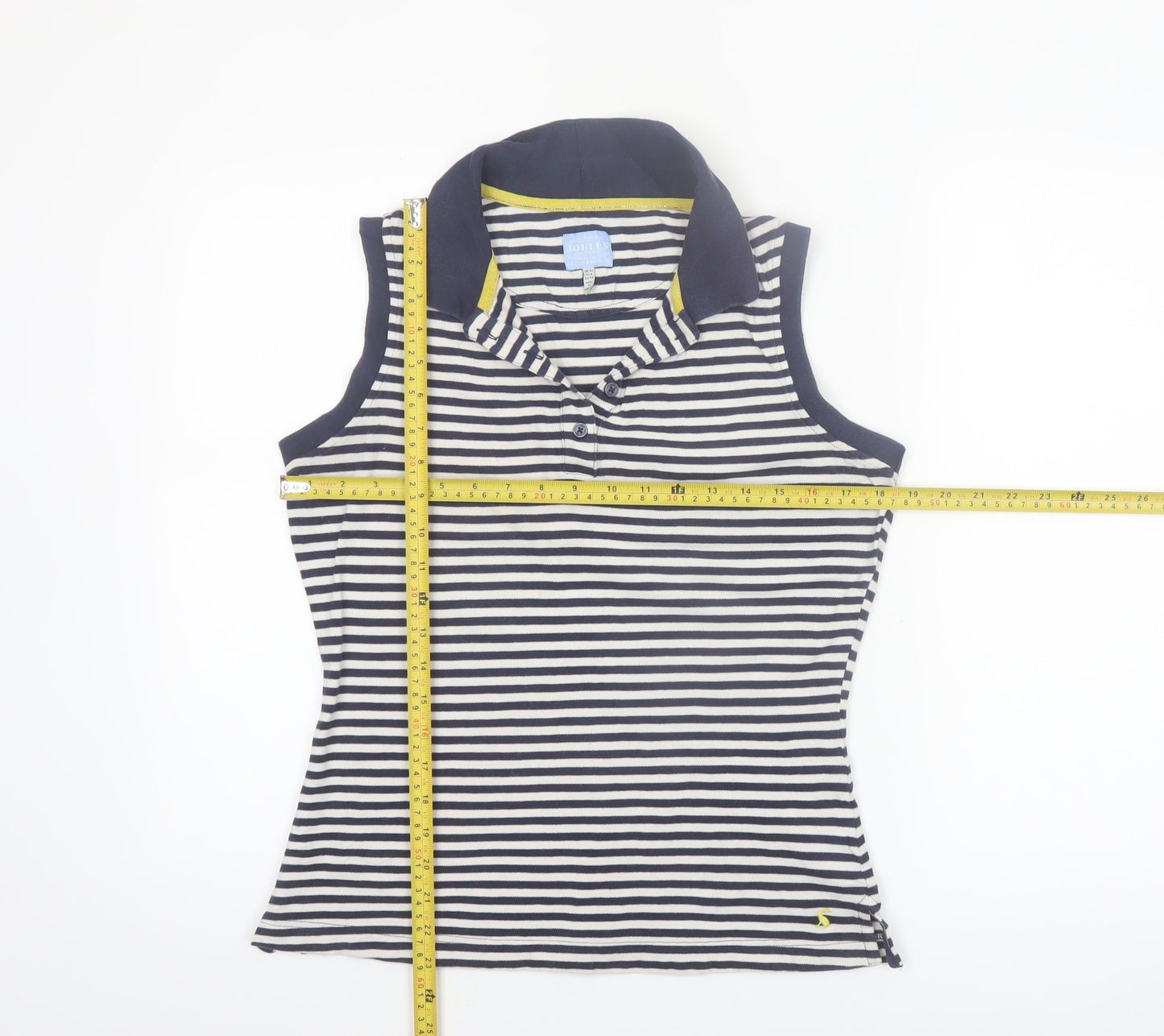 Joules Women's Blue Striped Sleeveless Collared Polo Top Size 12