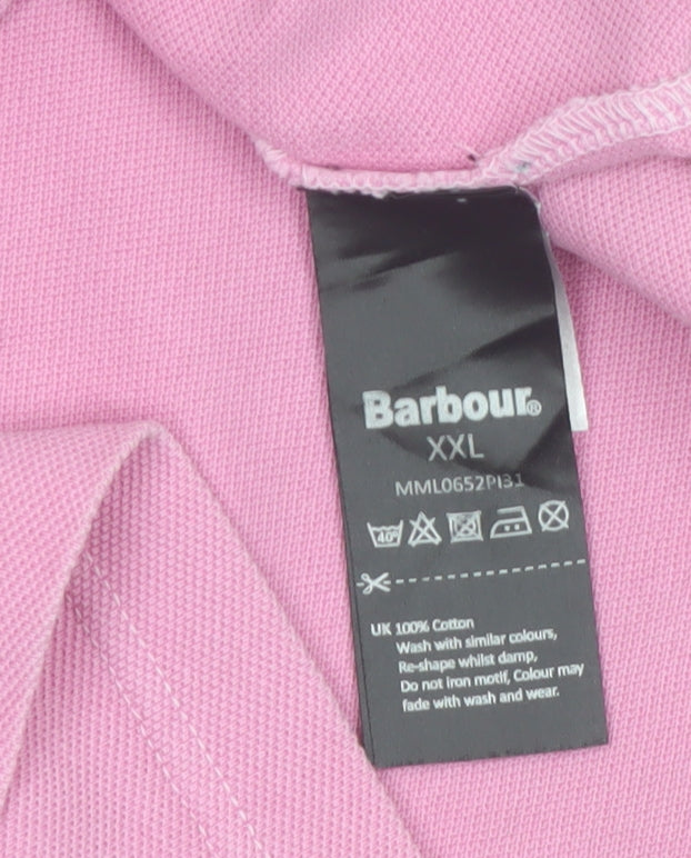 Barbour Men's Pink 2XL Polo Shirt Cotton Collared Short Sleeve