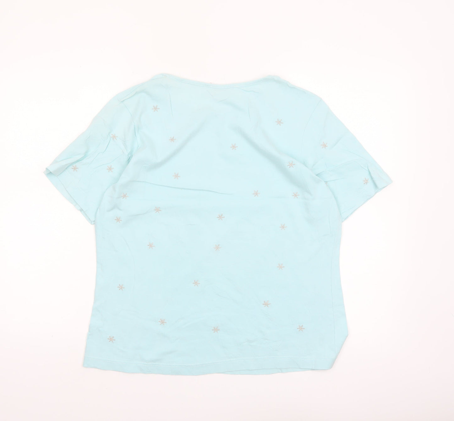 Kaleidoscope Women’s Blue Embroidered Cotton T-Shirt Size 14