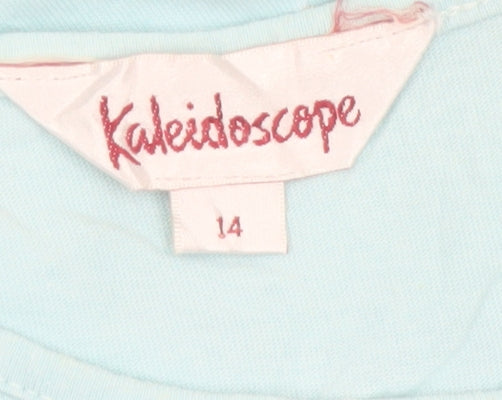 Kaleidoscope Women’s Blue Embroidered Cotton T-Shirt Size 14