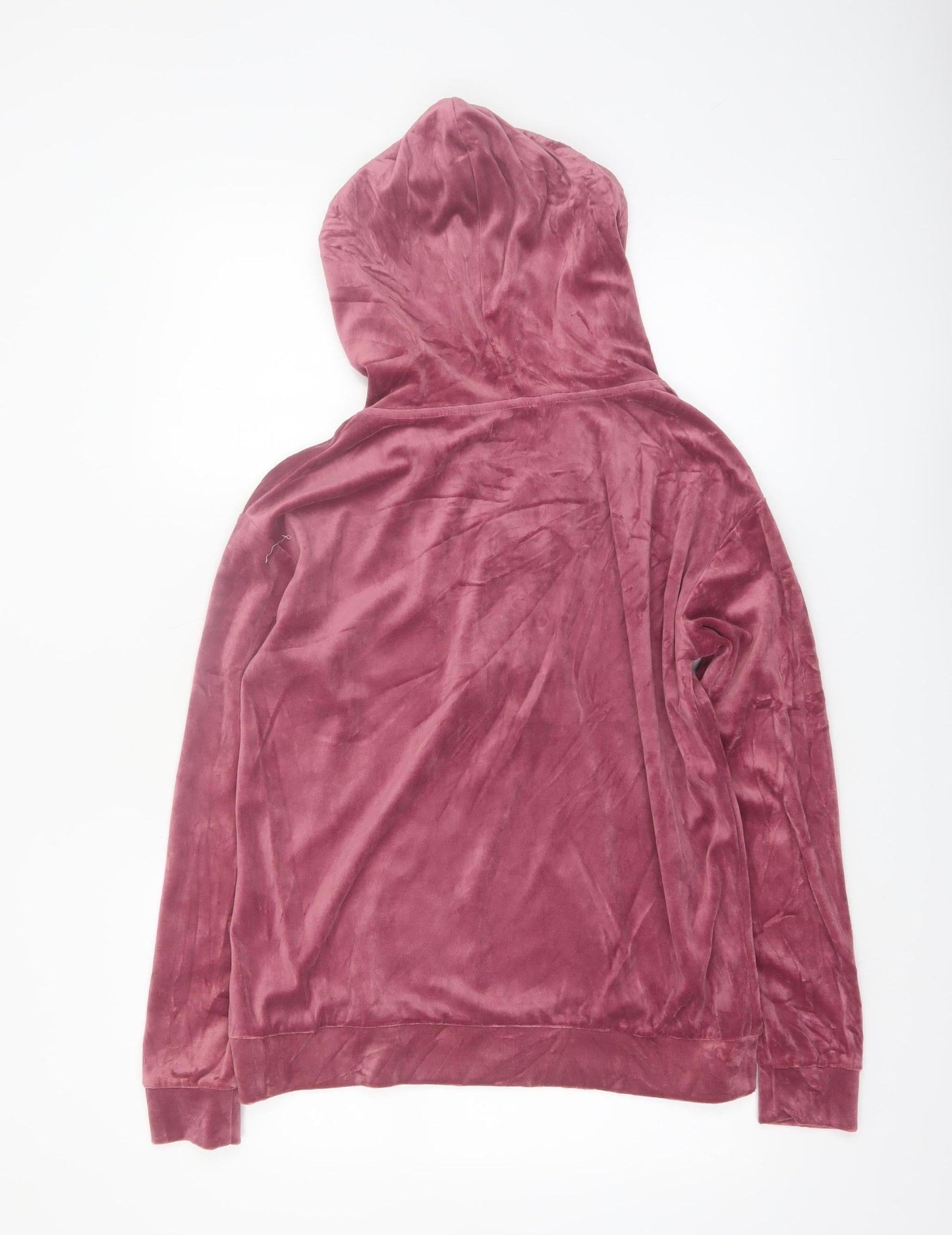 Brave Soul Women's Pink Lace Up Velvet Hoodie Size S