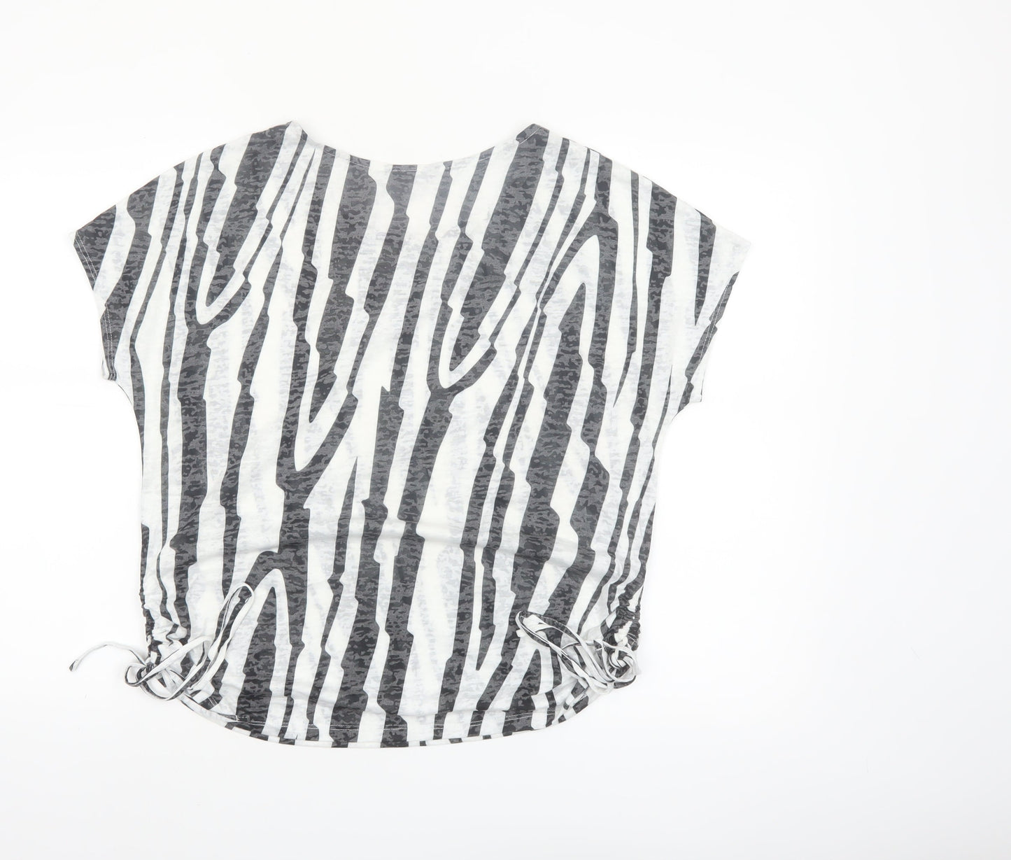 Roman Women’s Black Animal Print Short Sleeve Jersey Top Size 16