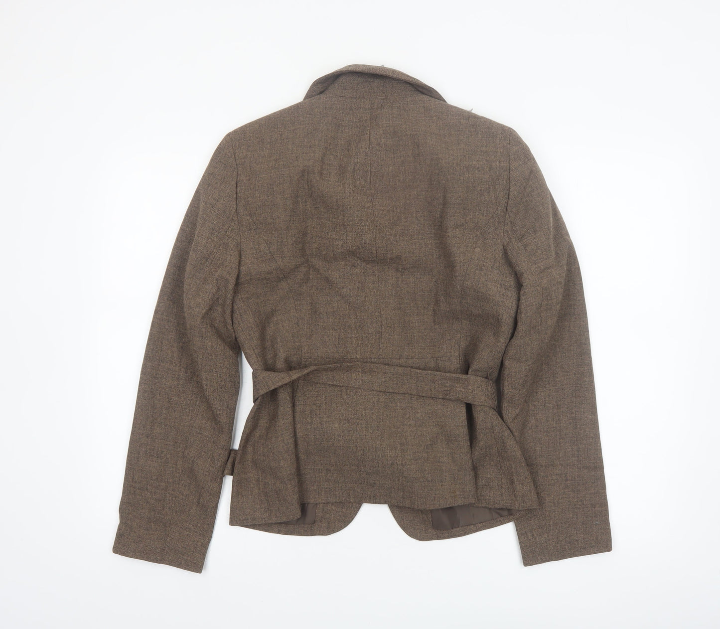 Larry Levine Women Brown Polyester Belted Suit Jacket Size 8