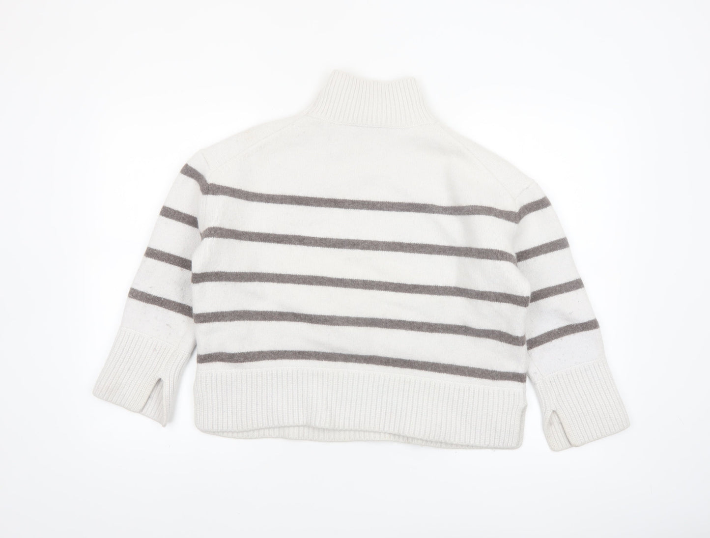 The White Company Women White Striped Roll Neck Jumper XL