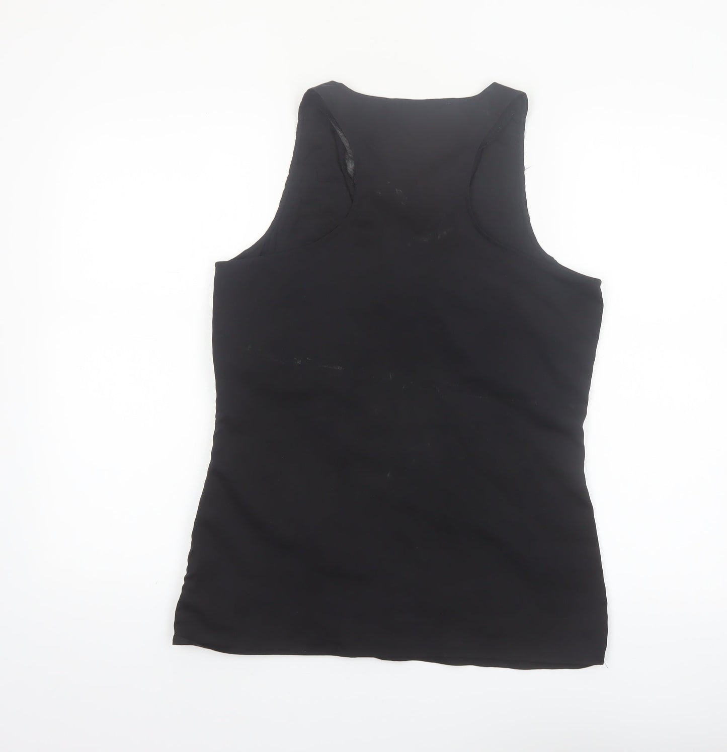 Reiss Women's Black Silk Blend Sleeveless V-Neck Tank Top UK 10