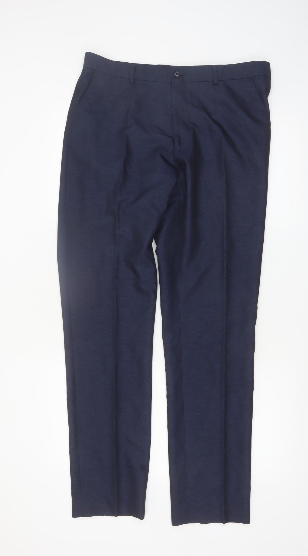Back view of Taylor & Wright Men's Blue 34L Dress Pants Formal Trousers